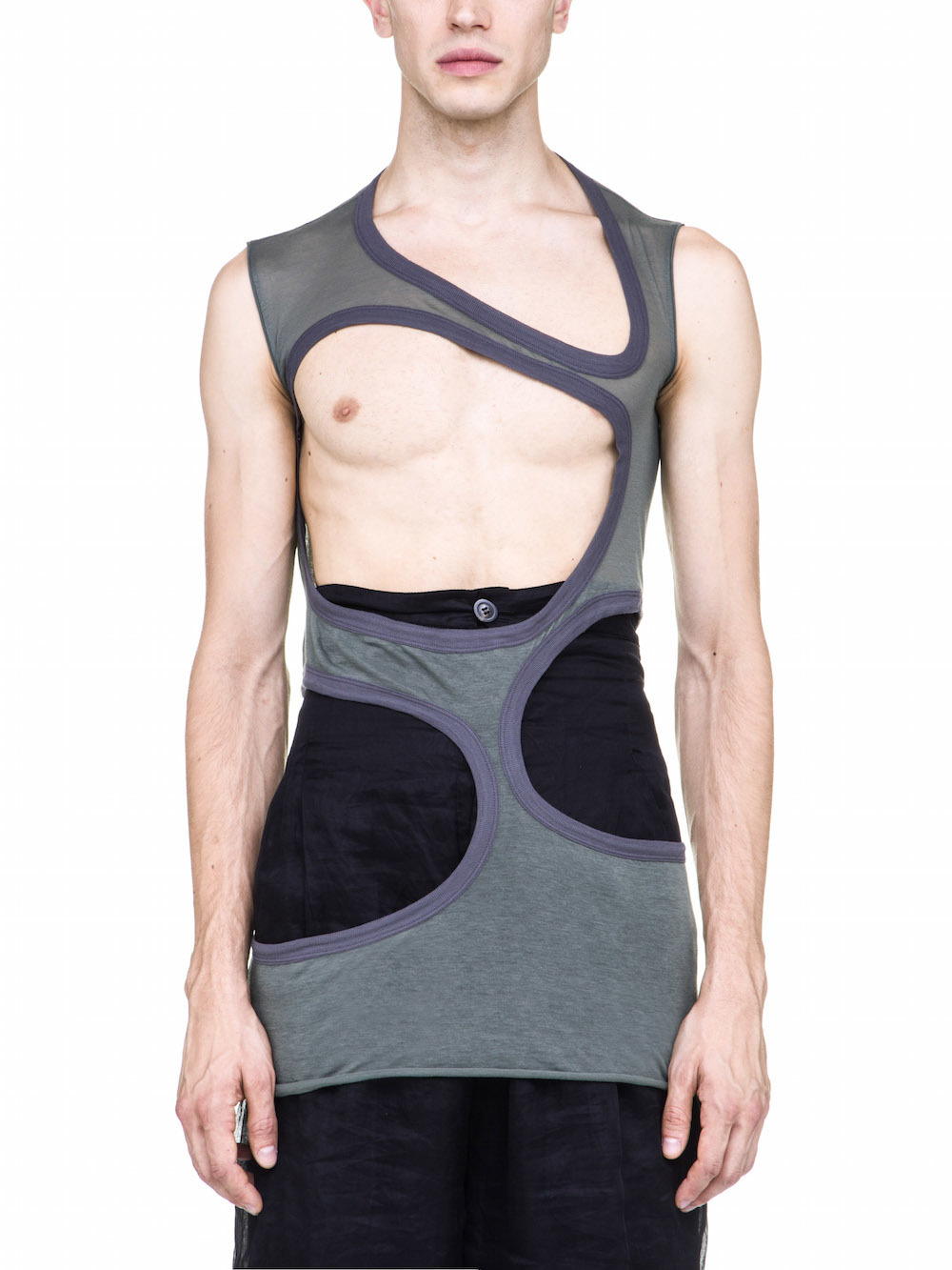 RICK OWENS OFF-THE-RUNWAY MEMBRANE III TOP IN SAGE GREEN