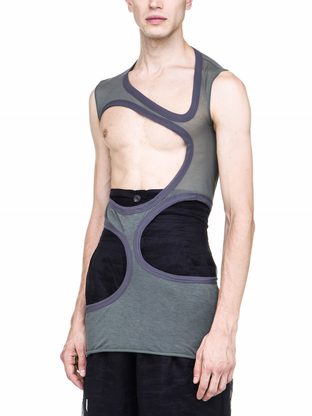 RICK OWENS OFF-THE-RUNWAY MEMBRANE III TOP IN SAGE GREEN