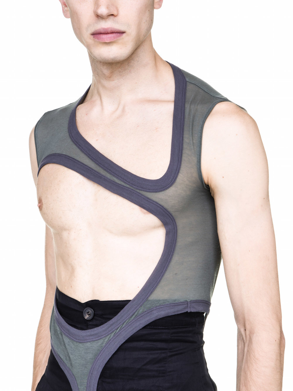 RICK OWENS OFF-THE-RUNWAY MEMBRANE III TOP IN SAGE GREEN