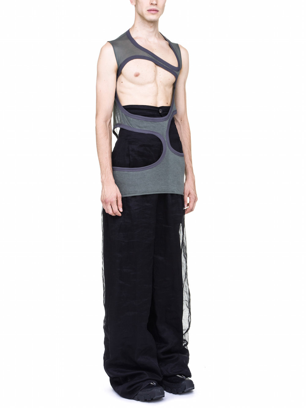RICK OWENS OFF-THE-RUNWAY MEMBRANE III TOP IN SAGE GREEN