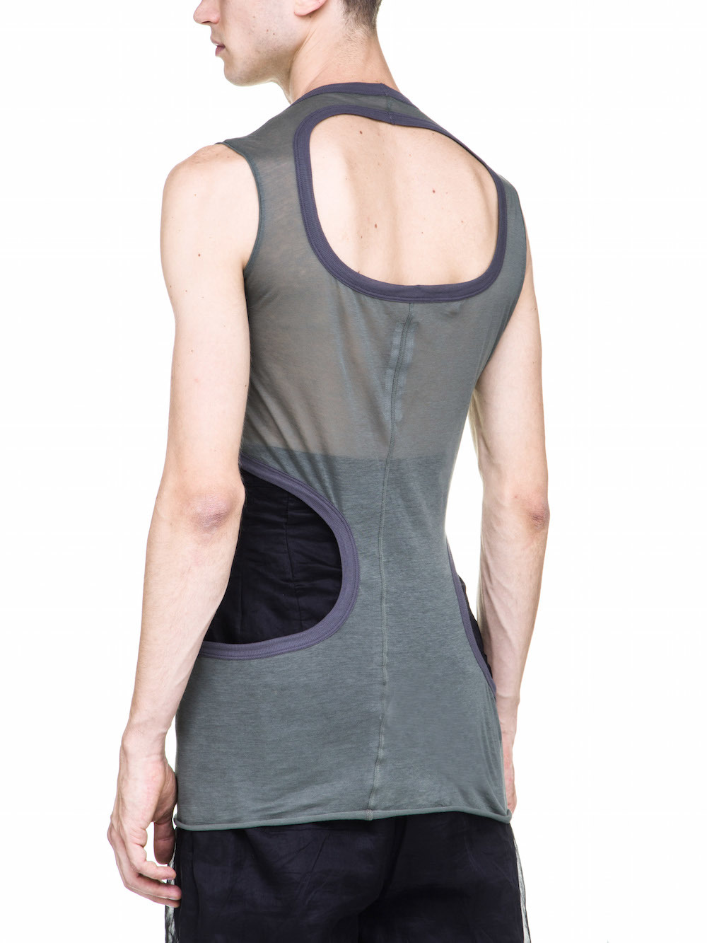 RICK OWENS OFF-THE-RUNWAY MEMBRANE III TOP IN SAGE GREEN