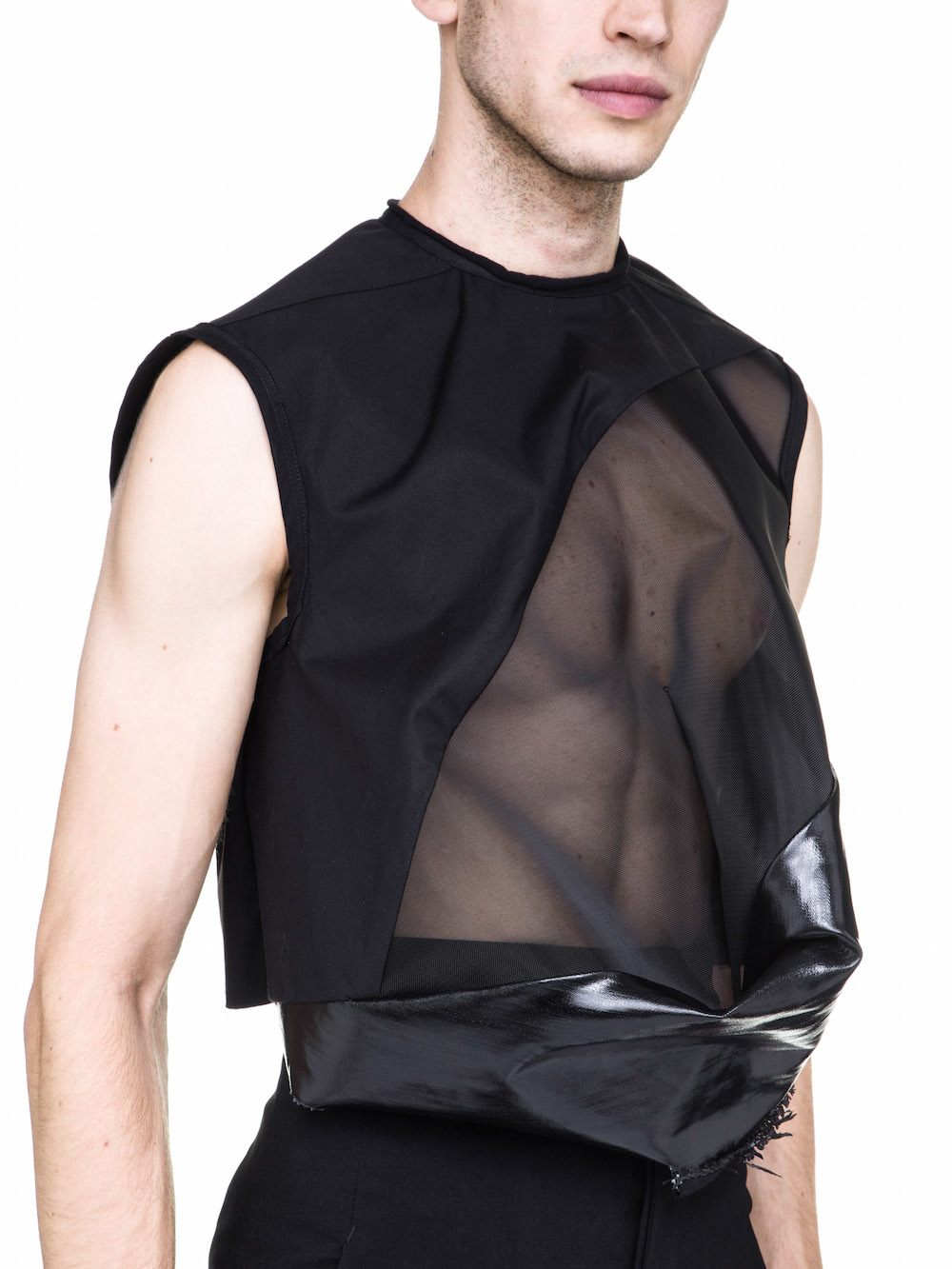 RICK OWENS OFF-THE-RUNWAY SUBHUMAN TOP SLEEVELESS IN BLACK