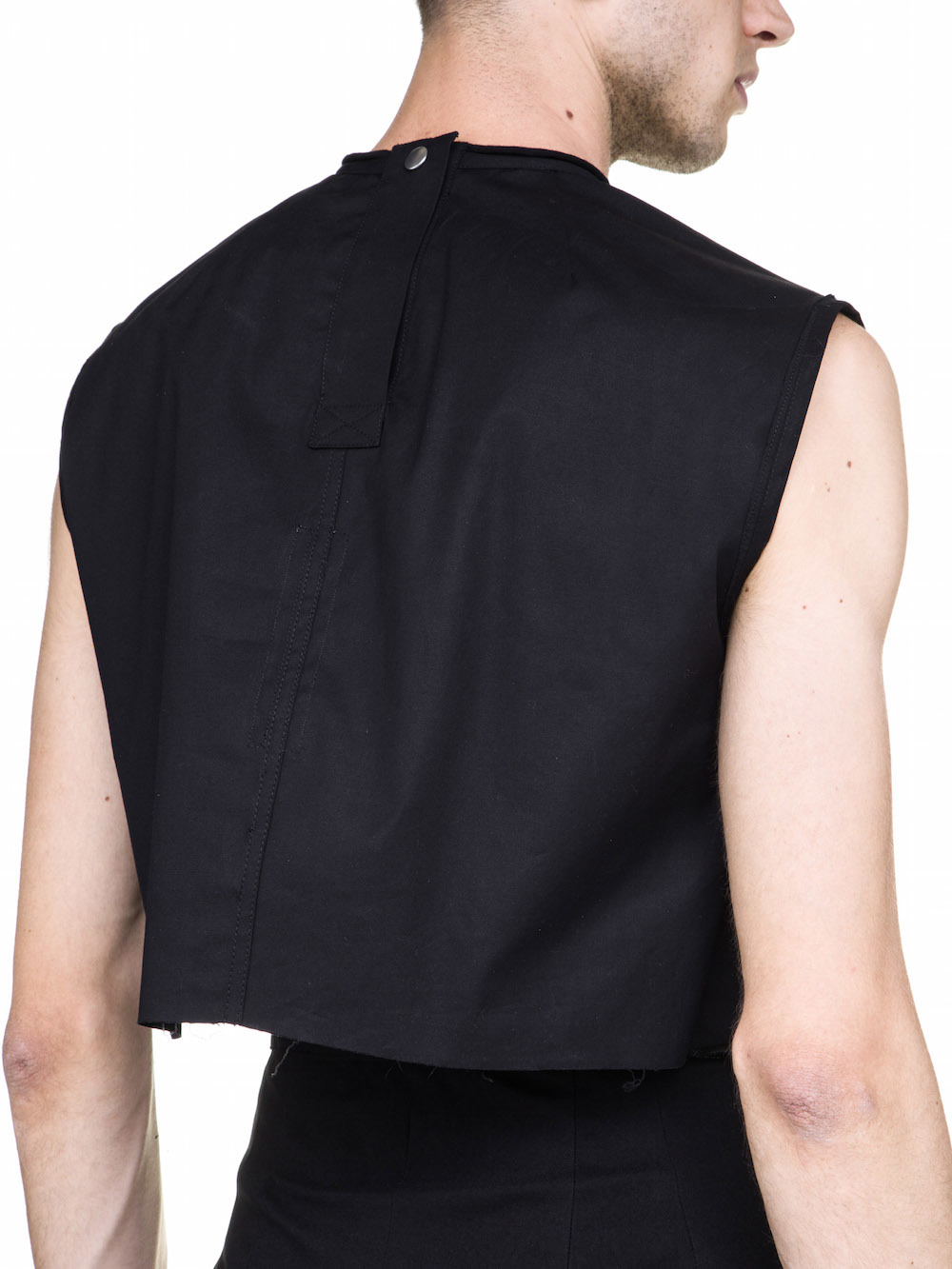 RICK OWENS OFF-THE-RUNWAY SUBHUMAN TOP SLEEVELESS IN BLACK