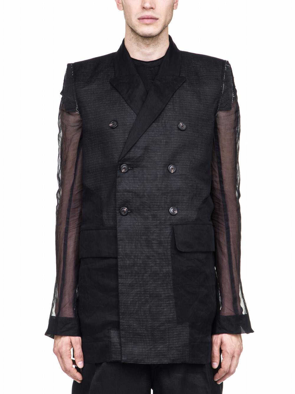 RICK OWENS BERGER JMF JACKET IN BLACK COTTON ORGANDIS