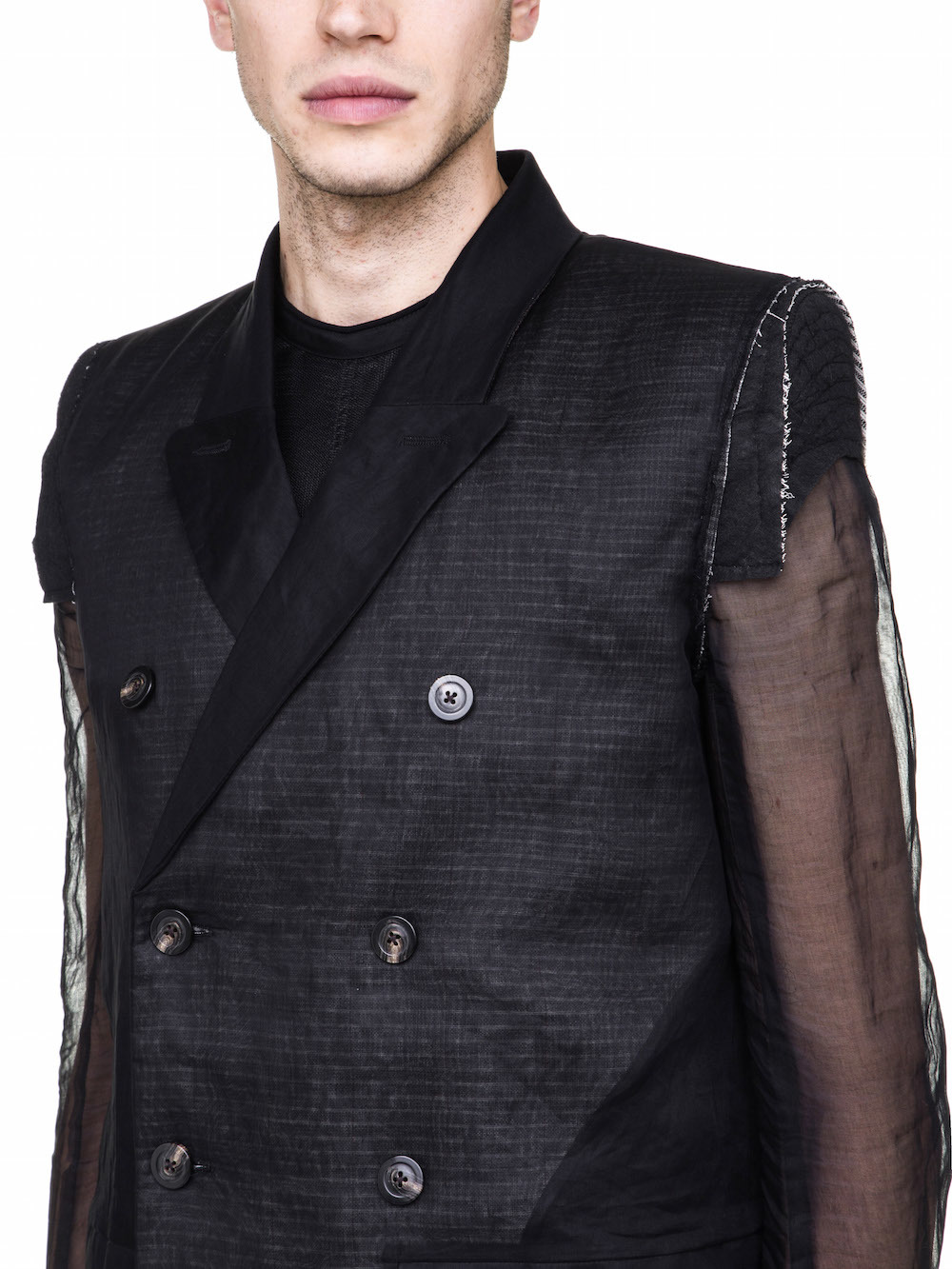 RICK OWENS BERGER JMF JACKET IN BLACK COTTON ORGANDIS