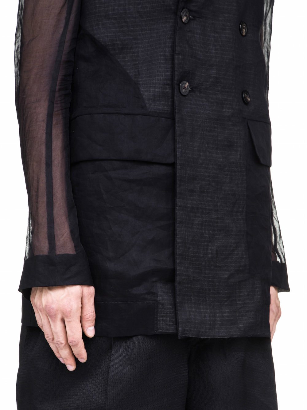 RICK OWENS BERGER JMF JACKET IN BLACK COTTON ORGANDIS