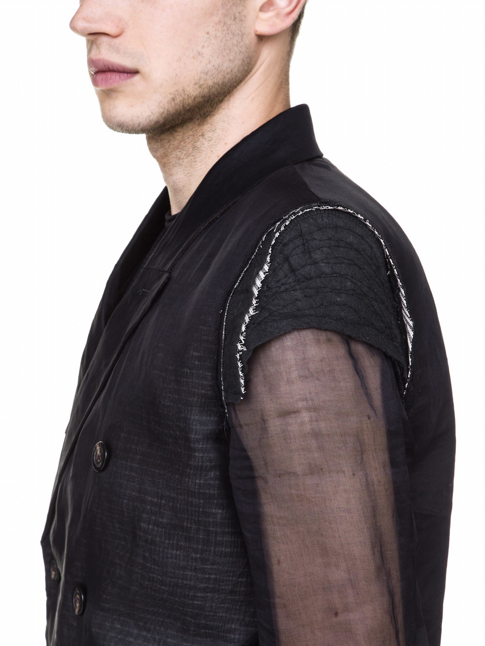 RICK OWENS BERGER JMF JACKET IN BLACK COTTON ORGANDIS