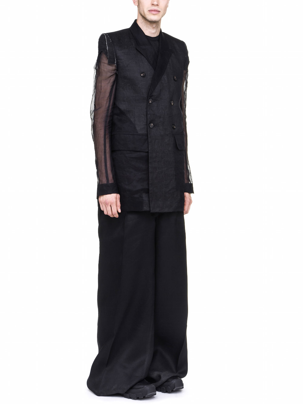 RICK OWENS BERGER JMF JACKET IN BLACK COTTON ORGANDIS