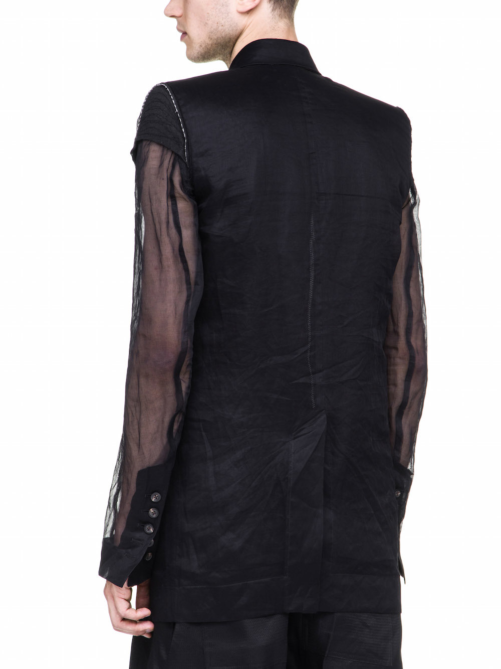 RICK OWENS BERGER JMF JACKET IN BLACK COTTON ORGANDIS