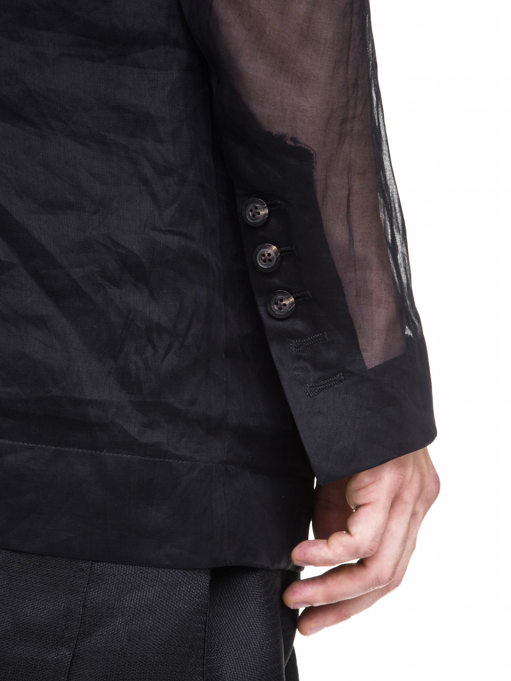 RICK OWENS BERGER JMF JACKET IN BLACK COTTON ORGANDIS