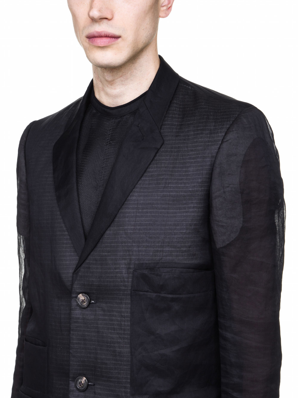 RICK OWENS MULTIPOCKET TAILORED JACKET IN BLACK COTTON