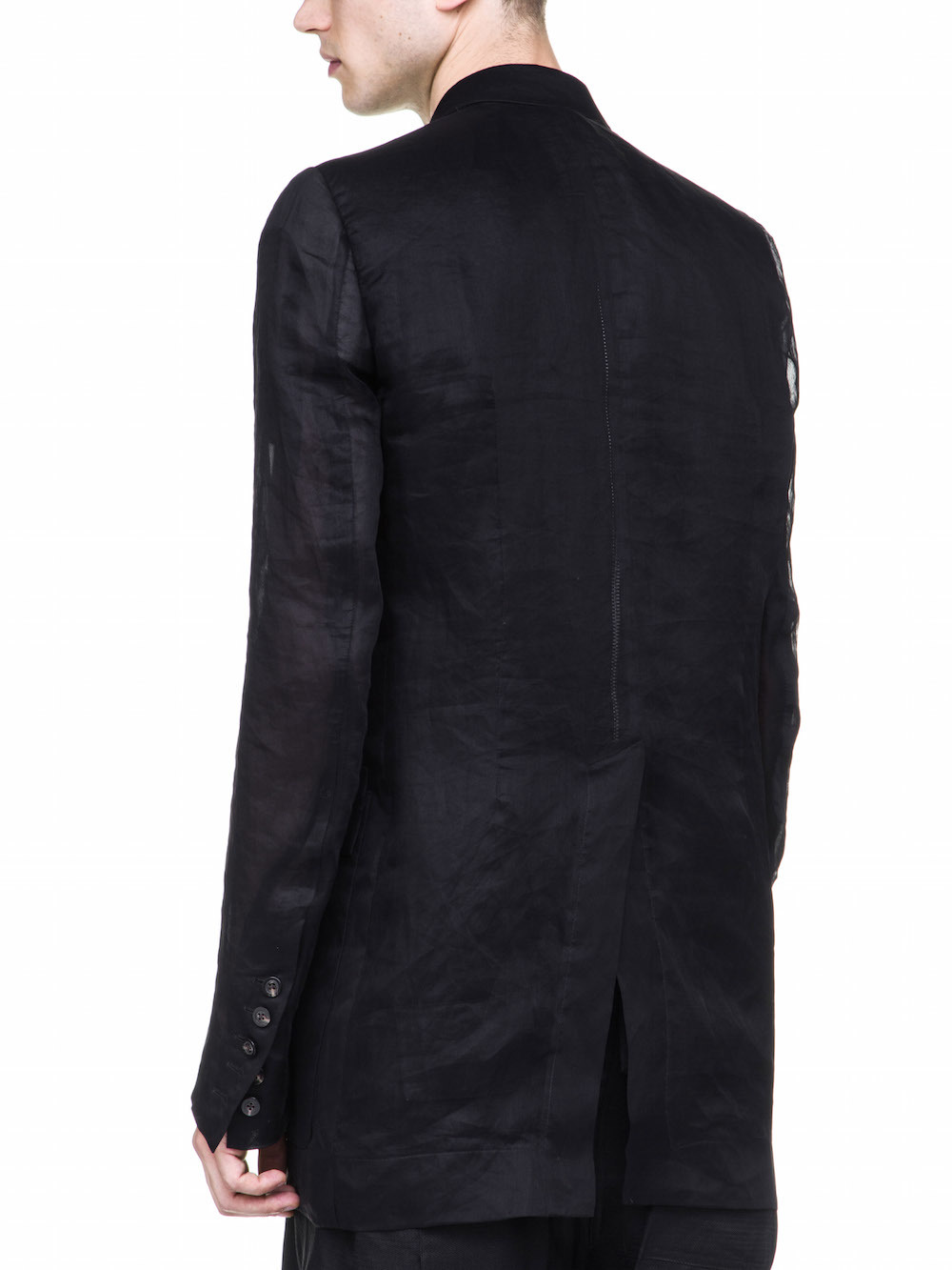 RICK OWENS MULTIPOCKET TAILORED JACKET IN BLACK COTTON