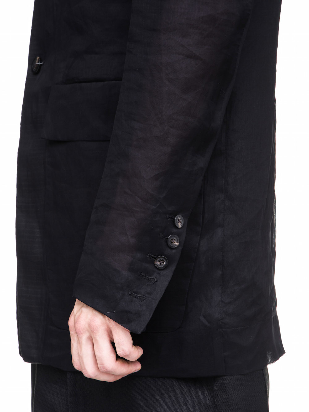 RICK OWENS MULTIPOCKET TAILORED JACKET IN BLACK COTTON