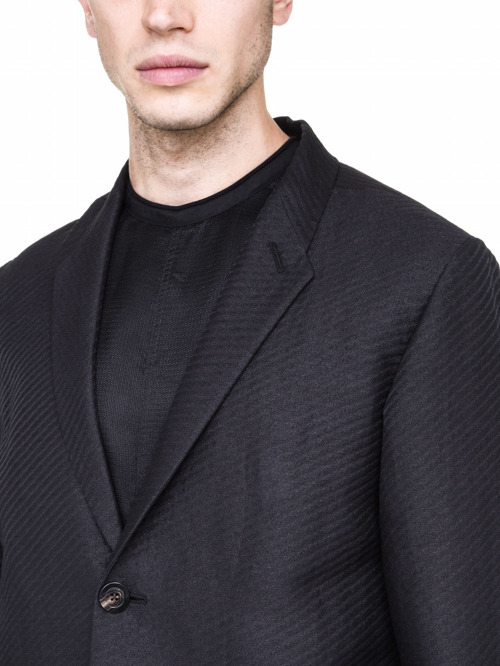 RICK OWENS OFF-THE-RUNWAY TETCHPOCKET TWO BUTTON JACKET IN BLACK