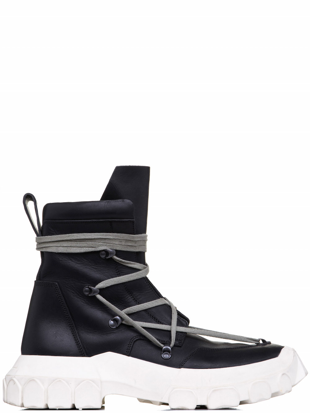 RICK OWENS OFF-THE-RUNWAY LACEUP HIKING BOOTS IN BLACK