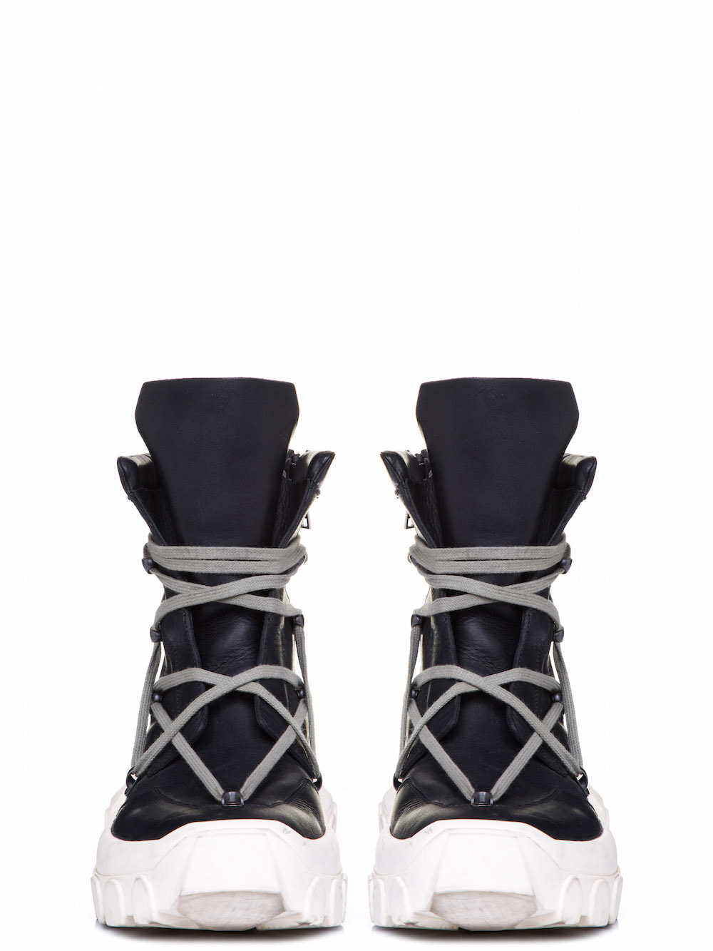 RICK OWENS OFF-THE-RUNWAY LACEUP HIKING BOOTS IN BLACK