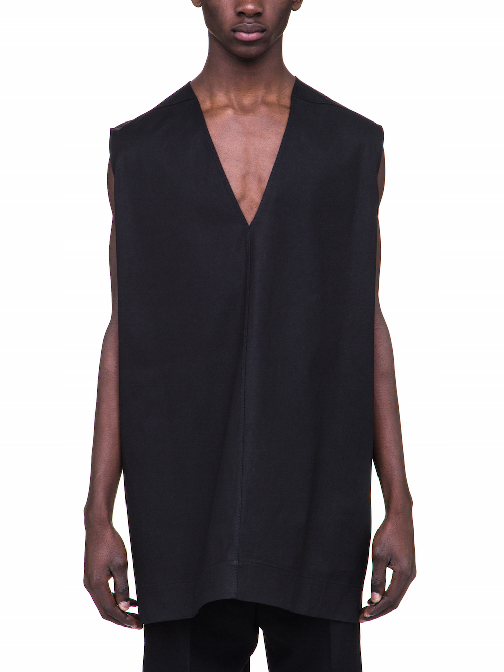 RICK OWENS NECK JUMBO TOP IN BLACK