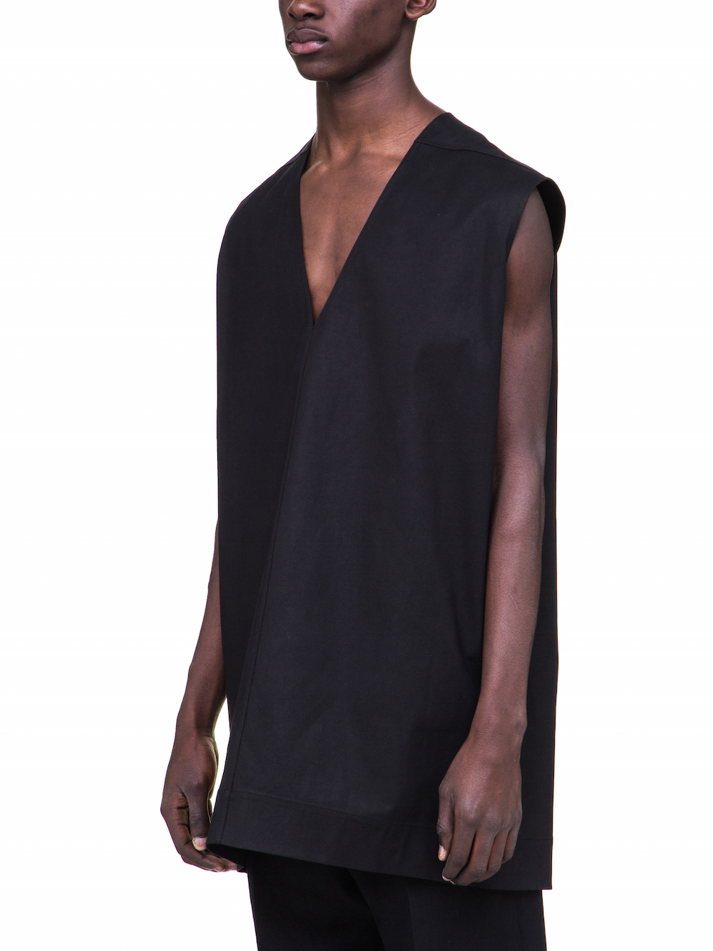 RICK OWENS NECK JUMBO TOP IN BLACK