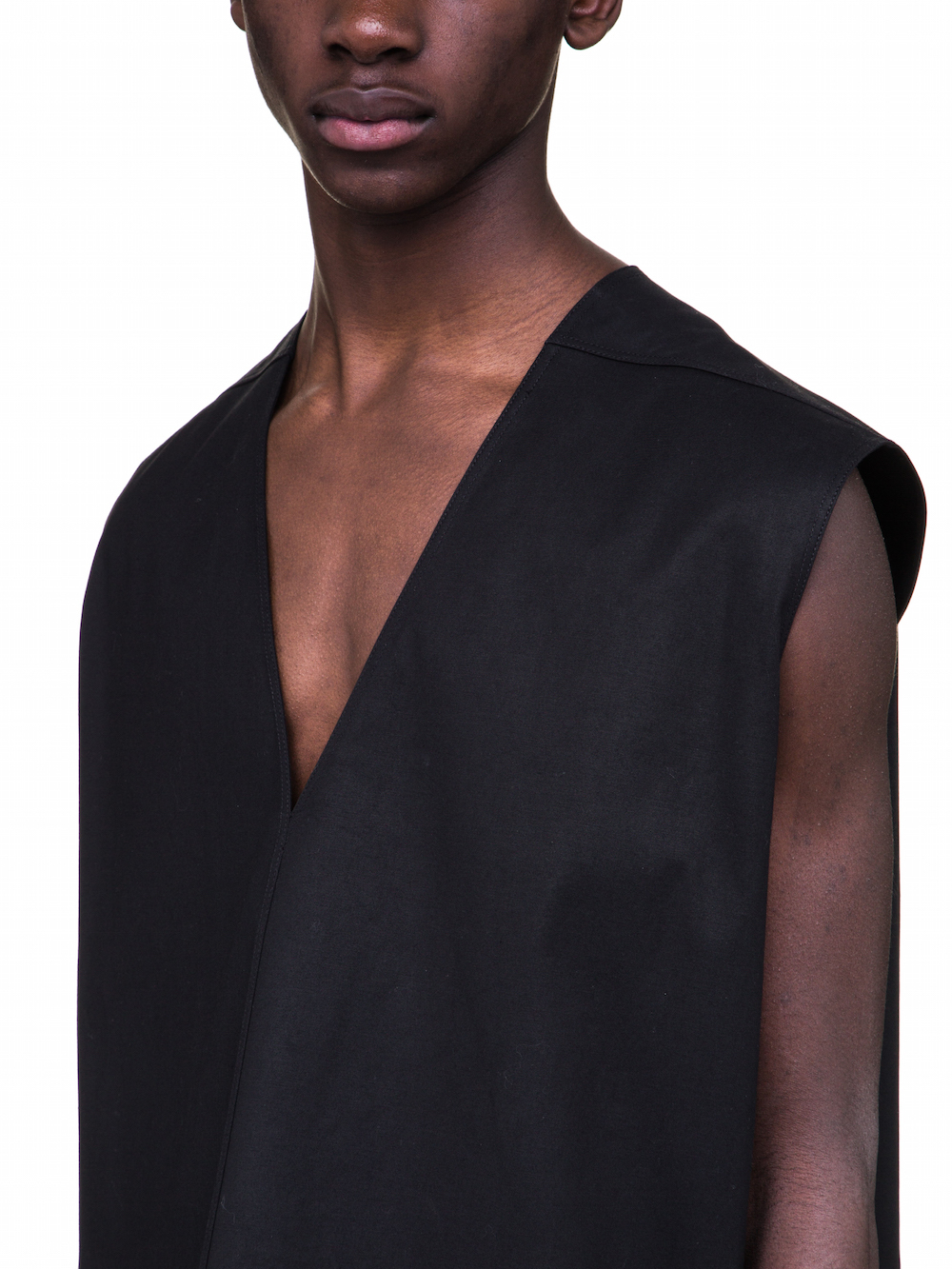 RICK OWENS NECK JUMBO TOP IN BLACK