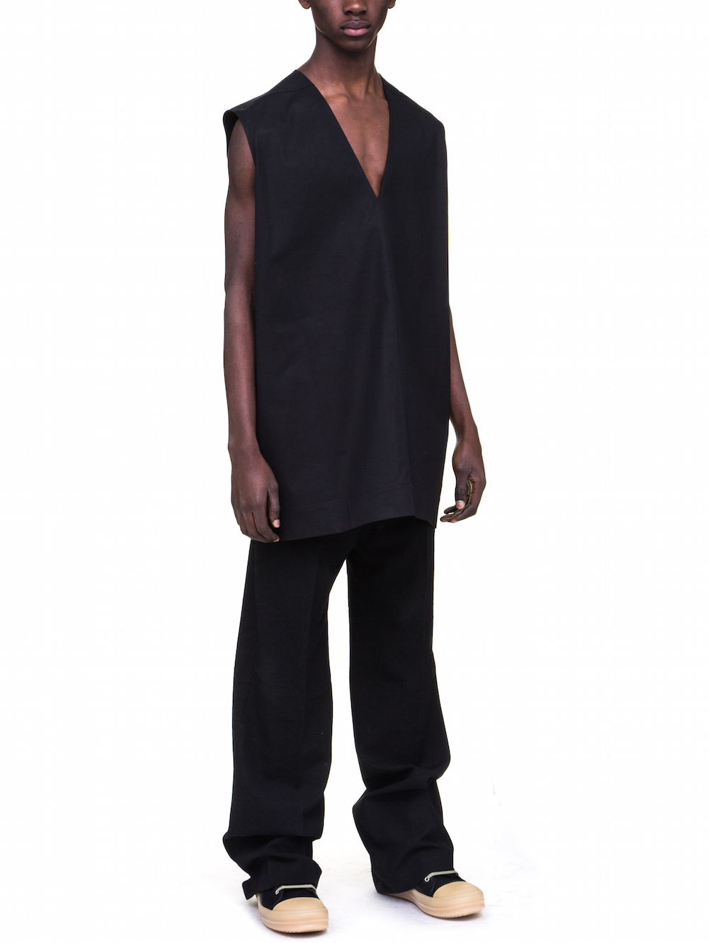 RICK OWENS NECK JUMBO TOP IN BLACK