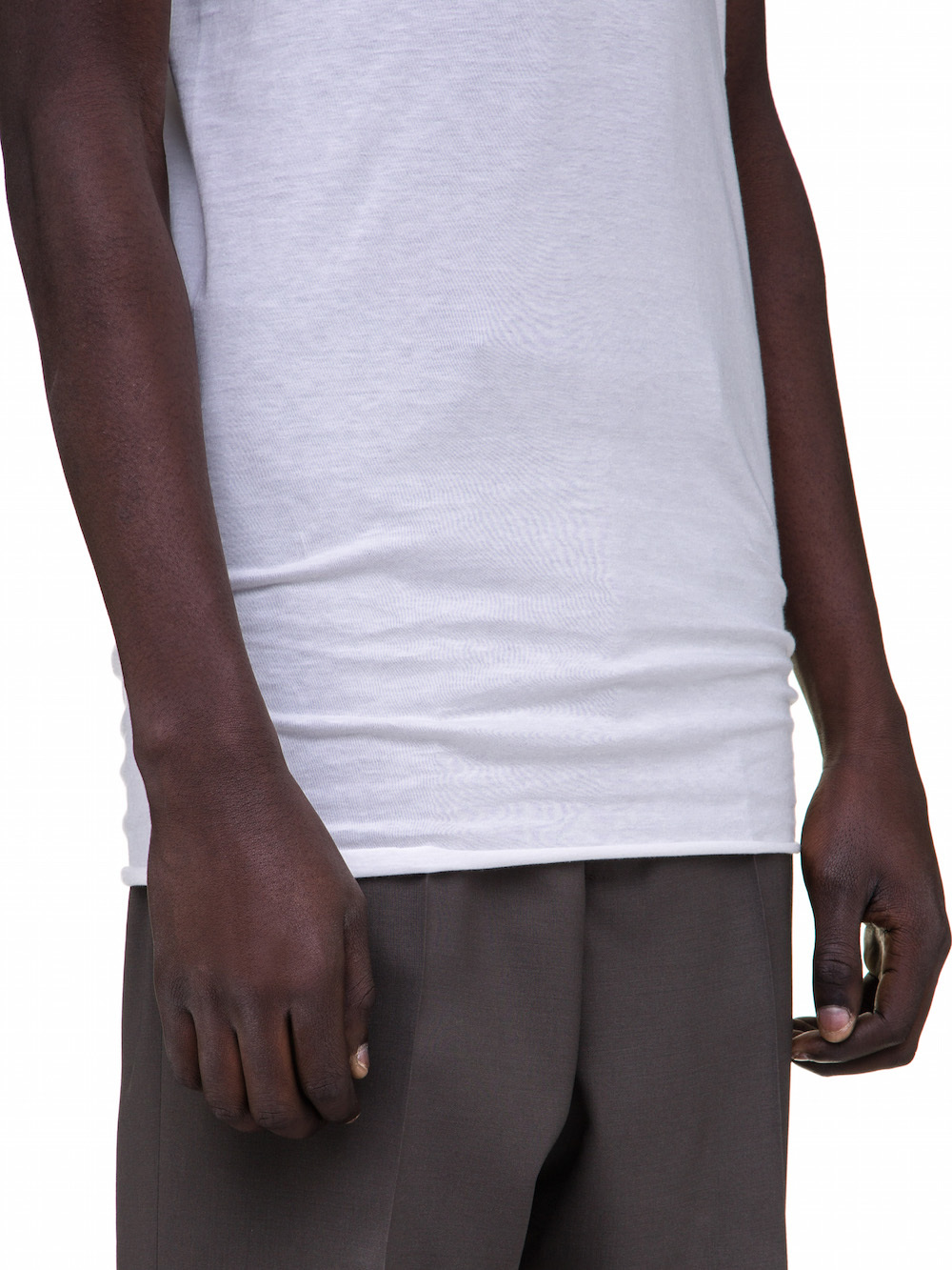 RICK OWENS BASIC SHORT SLEEVES TEE IN MILK WHITE