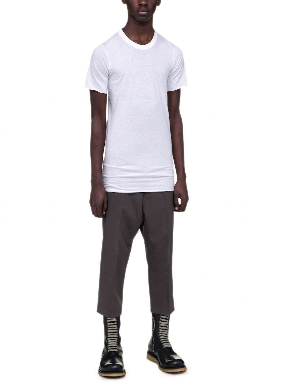 RICK OWENS BASIC SHORT SLEEVES TEE IN MILK WHITE