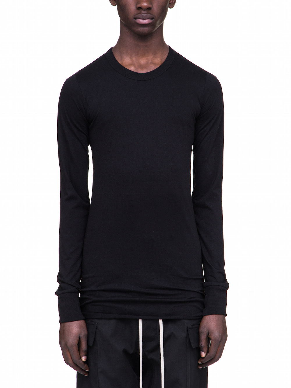 RICK OWENS BASIC LONG SLEEVES IN BLACK COTTON