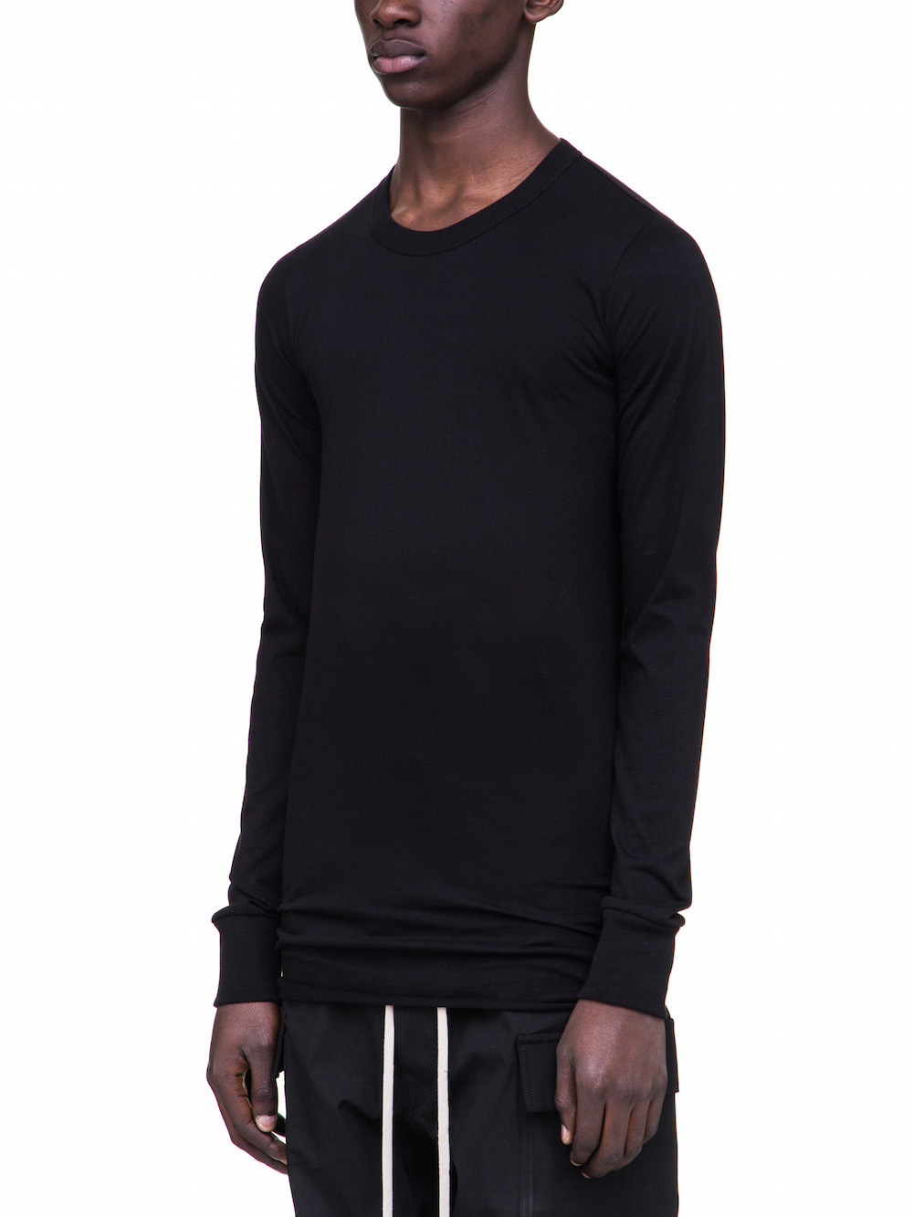 RICK OWENS BASIC LONG SLEEVES IN BLACK COTTON