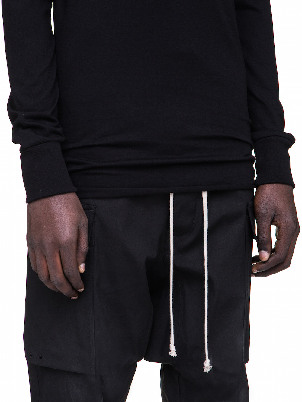 RICK OWENS BASIC LONG SLEEVES IN BLACK COTTON
