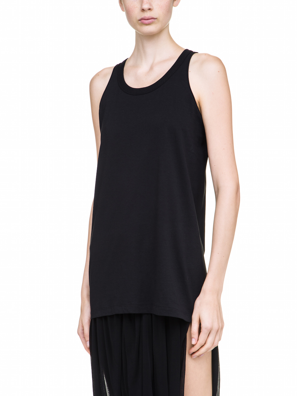 RICK OWENS DIRT TANK TOP IN BLACK MEDIUM-WEIGHT COTTON JERSEY