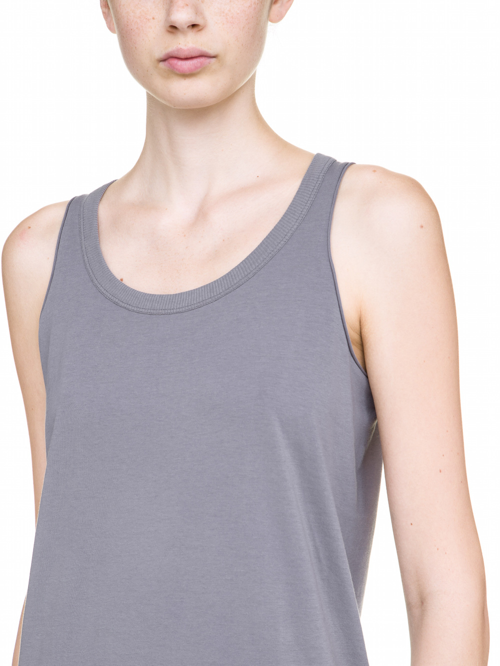 RICK OWENS DIRT TANK TOP IN STONE GREY MEDIUM-WEIGHT COTTON