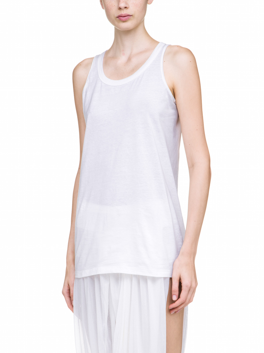 RICK OWENS TANK TOP IN CHALK WHITE MEDIUM-WEIGHT COTTON JERSEY