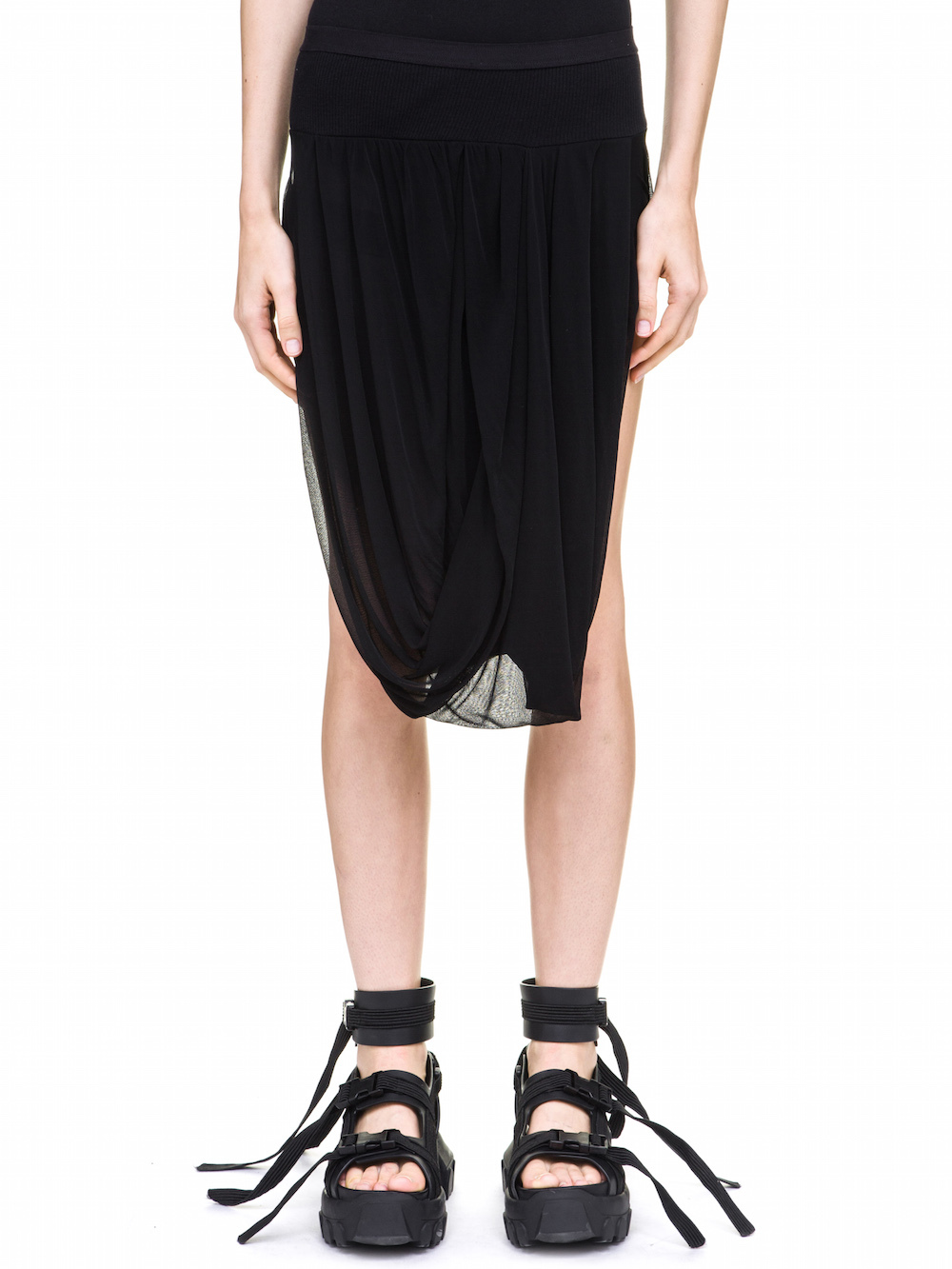 RICK OWENS DRAPED SKIRT IN BLACK