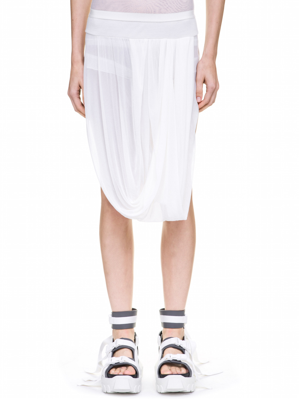 RICK OWENS DRAPED SKIRT IN WHITE