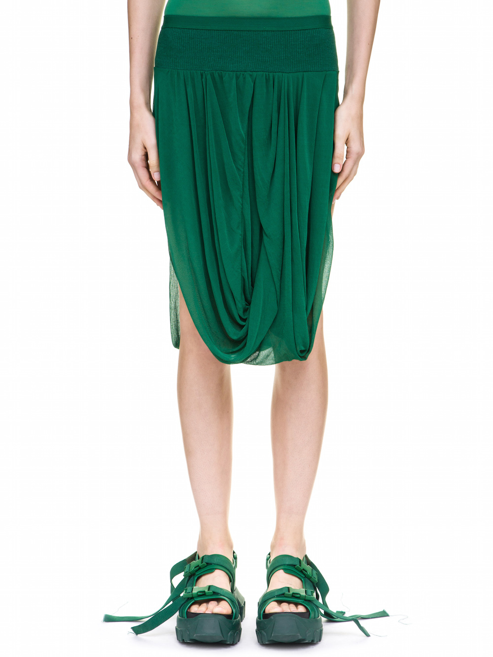 RICK OWENS DRAPED SKIRT IN GREEN
