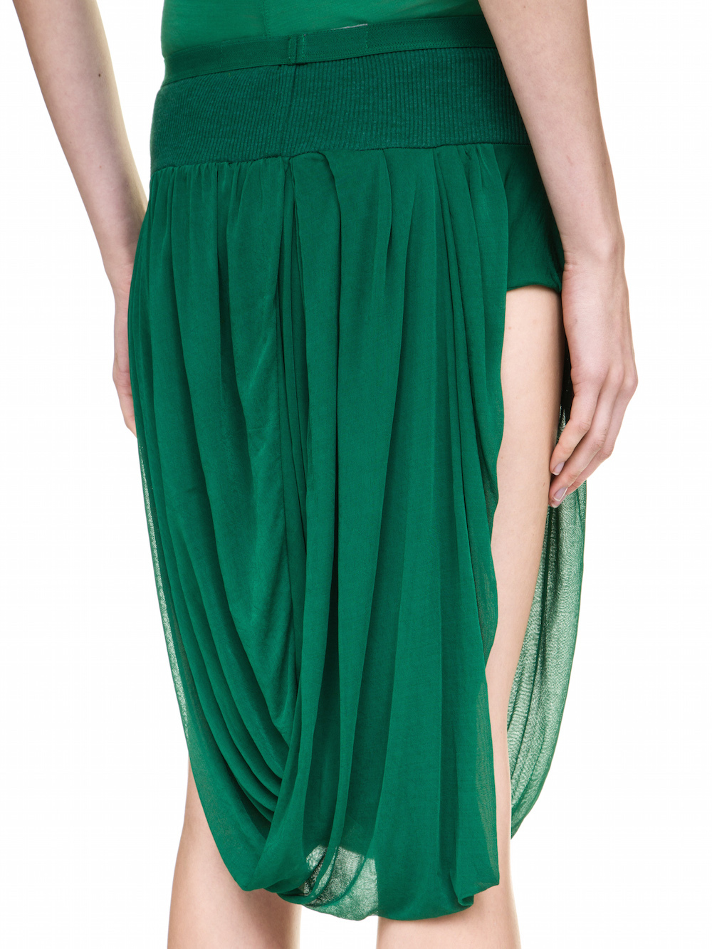 RICK OWENS DRAPED SKIRT IN GREEN