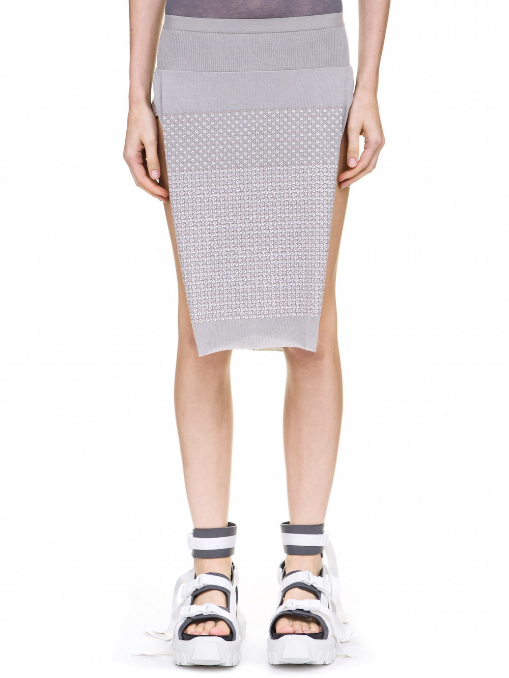 RICK OWENS LOIN SKIRT IN GREY COVERED BY WHITE SEQUINS