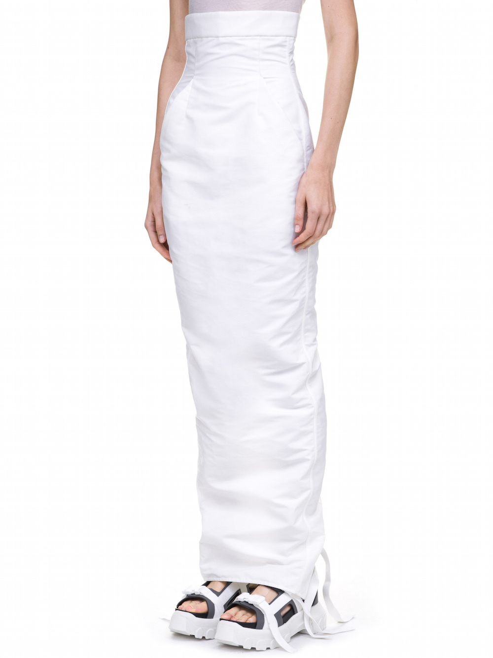 RICK OWENS DIRT PILLAR SKIRT IN WHITE TECH