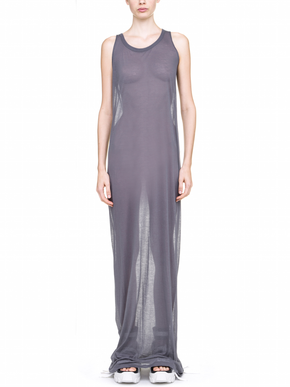 RICK OWENS MEMBRANE GOWN TEE BASE IN GREY