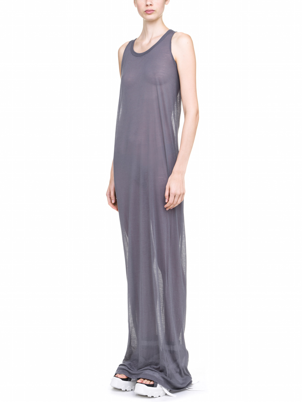 RICK OWENS MEMBRANE GOWN TEE BASE IN GREY