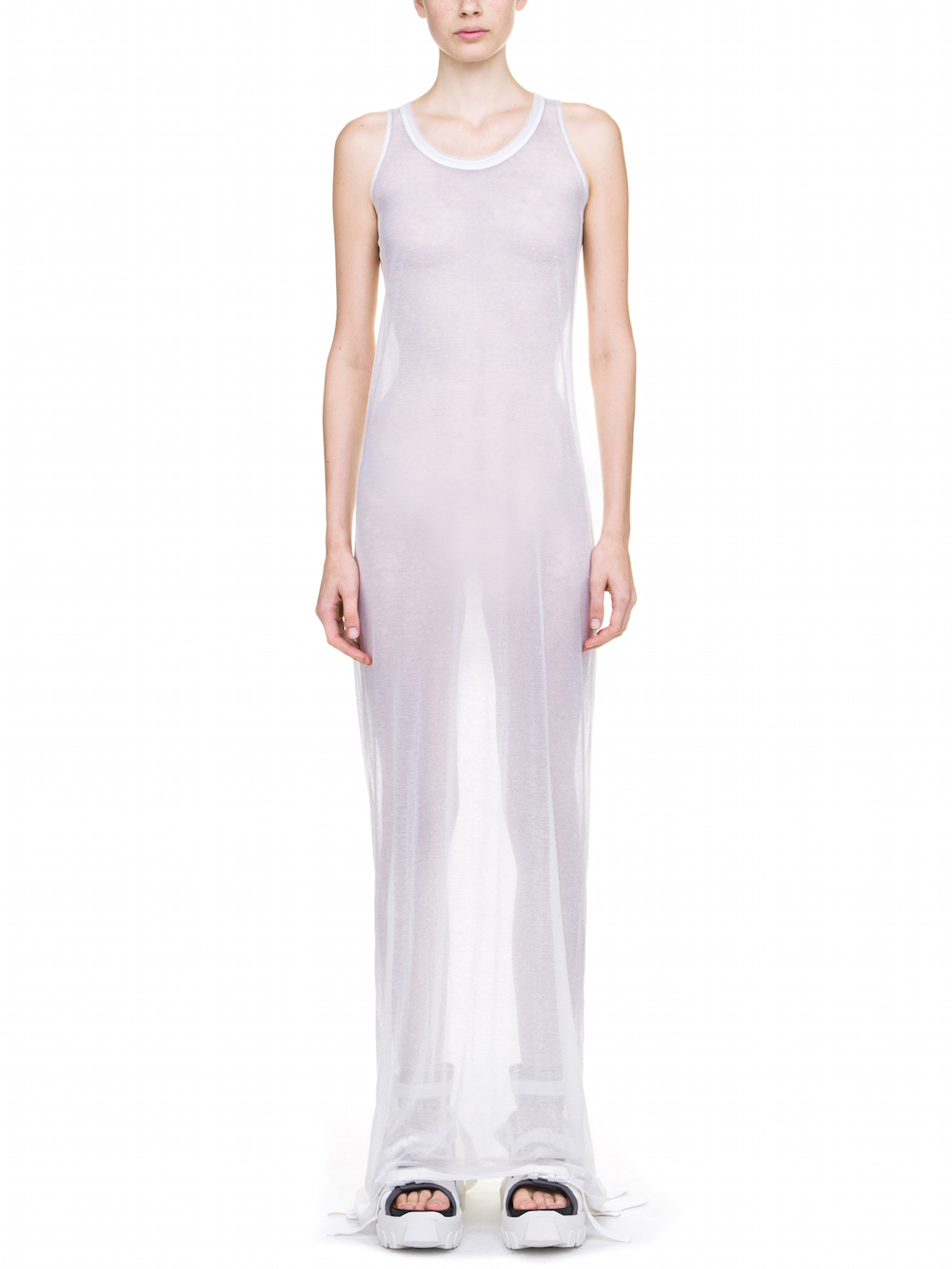 RICK OWENS MEMBRANE GOWN TEE BASE IN WHITE