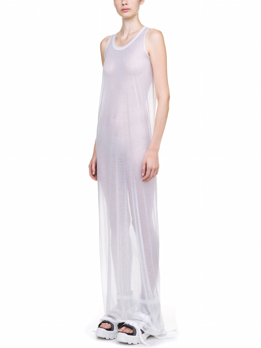 RICK OWENS MEMBRANE GOWN TEE BASE IN WHITE