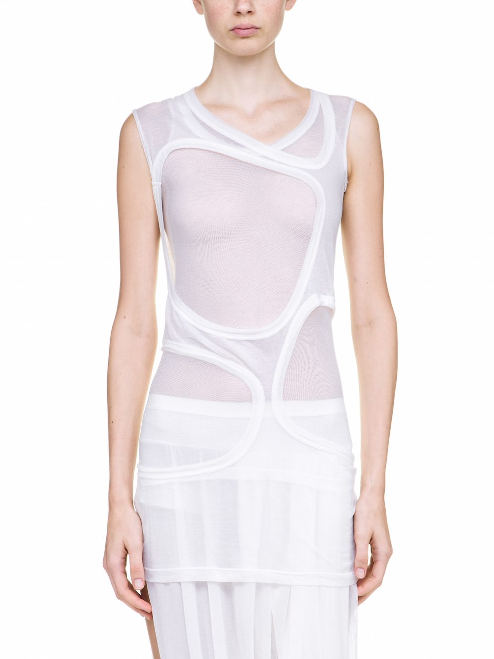 RICK OWENS MEMBRANE DRESS TEE IN WHITE