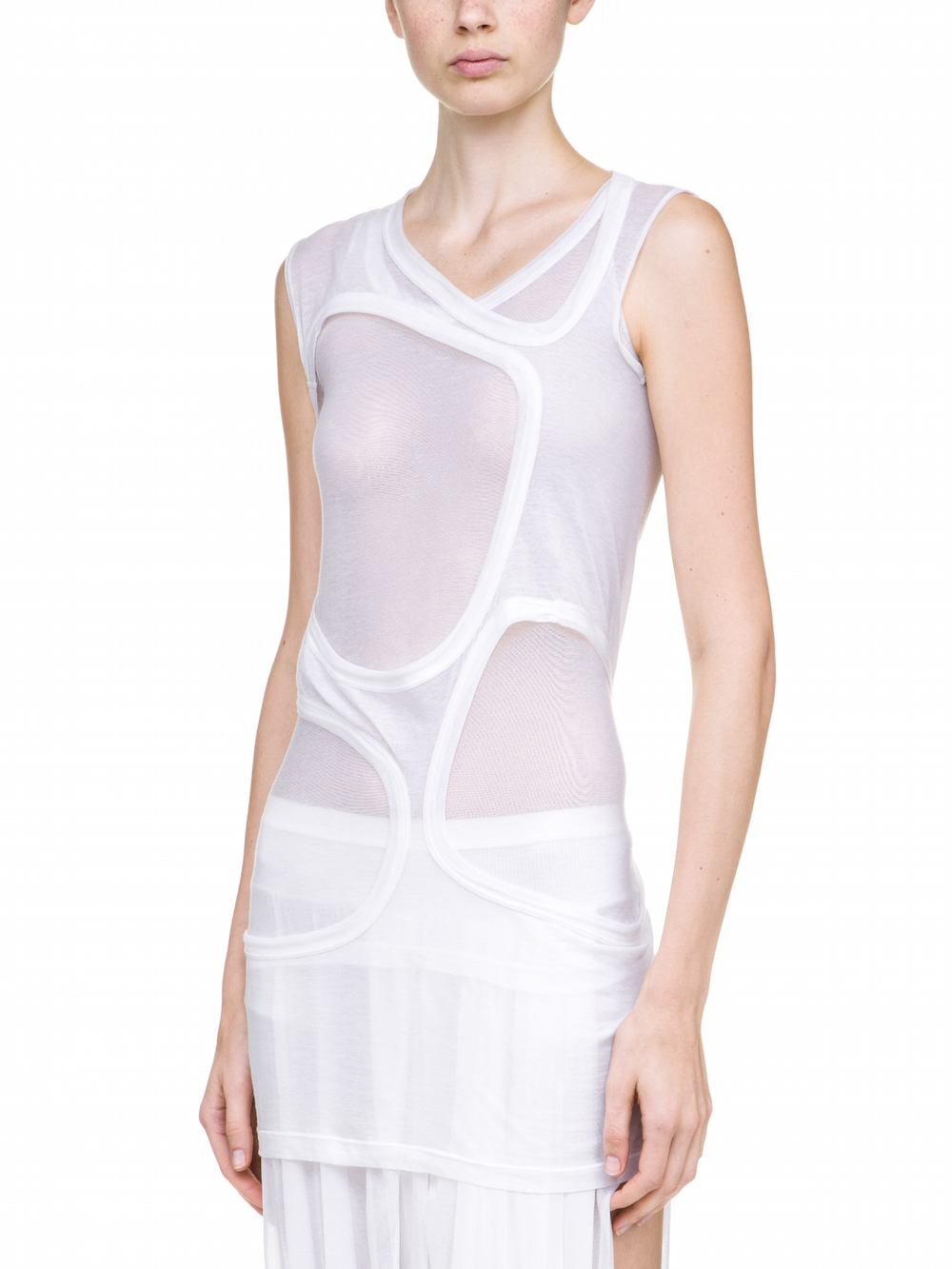 RICK OWENS MEMBRANE DRESS TEE IN WHITE