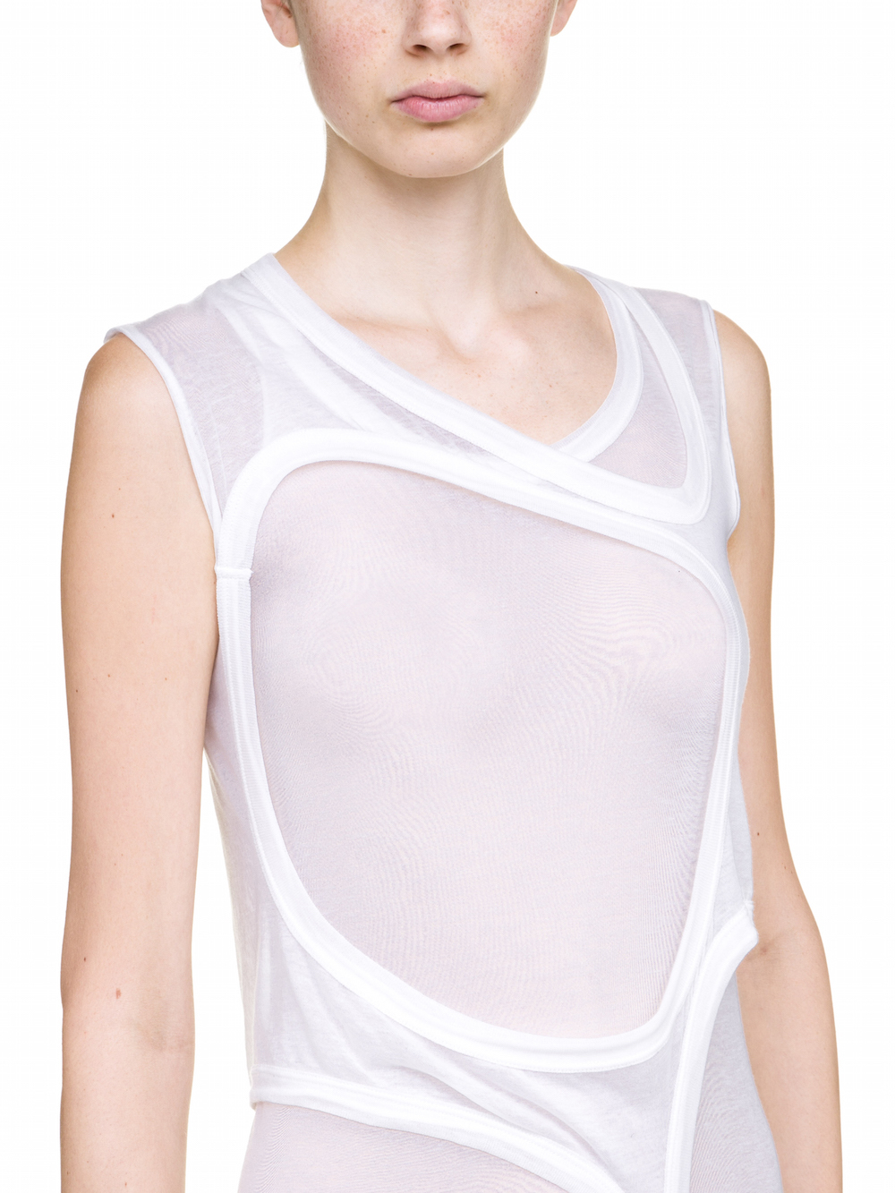 RICK OWENS MEMBRANE DRESS TEE IN WHITE