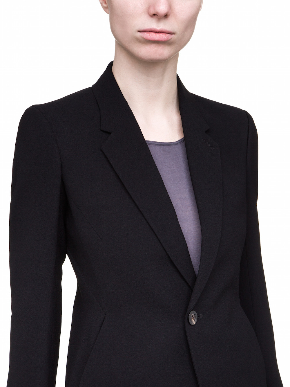 RICK OWENS SHORT BLAZER IN BLACK WOOL VISCOSE