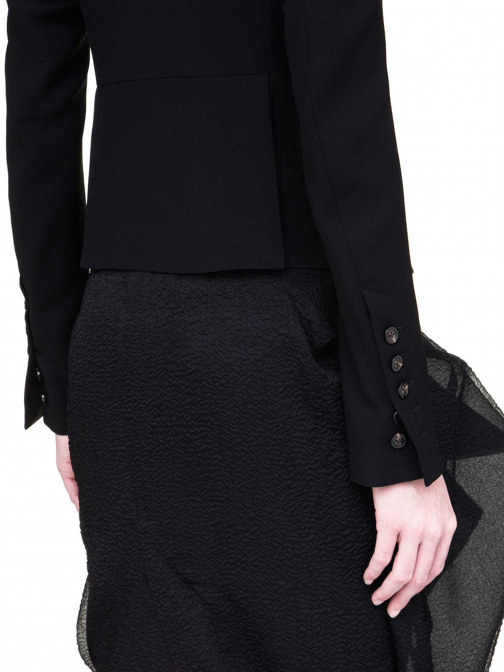 RICK OWENS SHORT BLAZER IN BLACK WOOL VISCOSE
