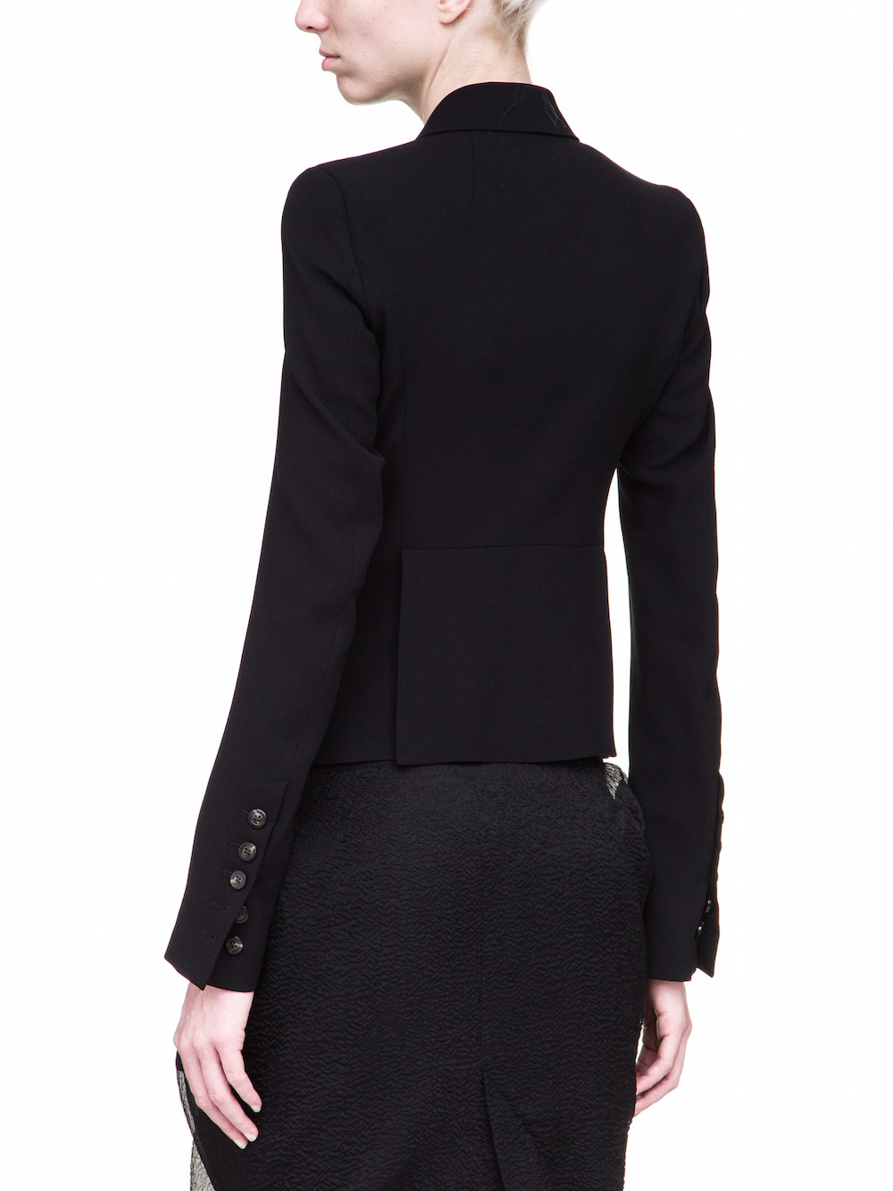 RICK OWENS SHORT BLAZER IN BLACK WOOL VISCOSE