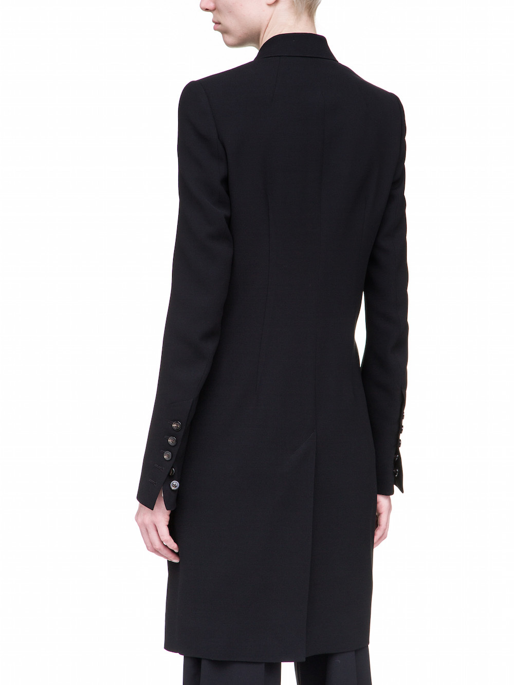 RICK OWENS JMF PEACOAT IN BLACK WOOL