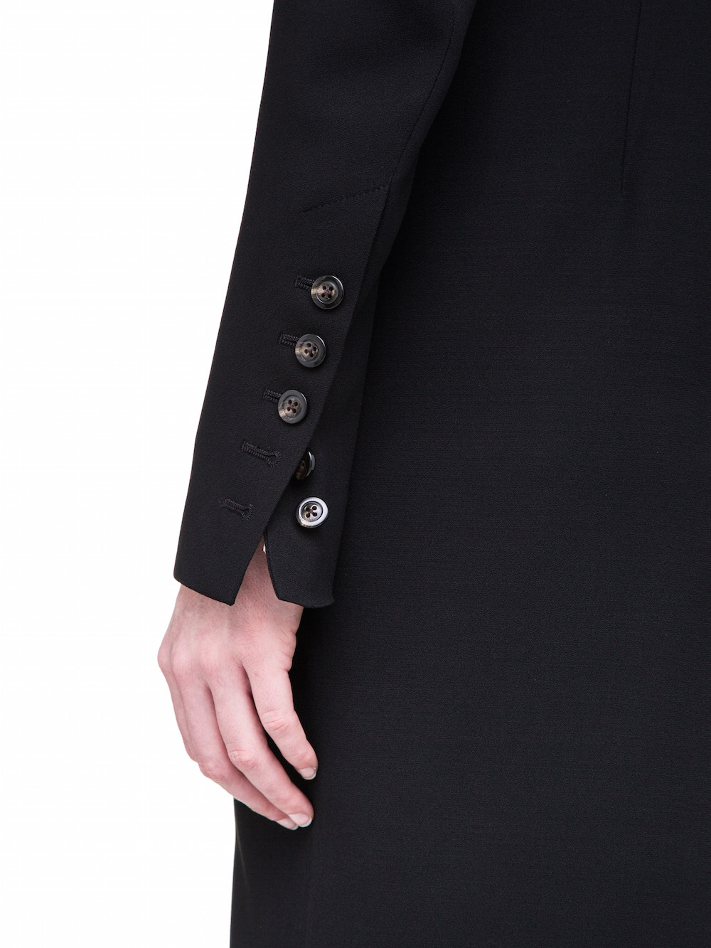 RICK OWENS JMF PEACOAT IN BLACK WOOL
